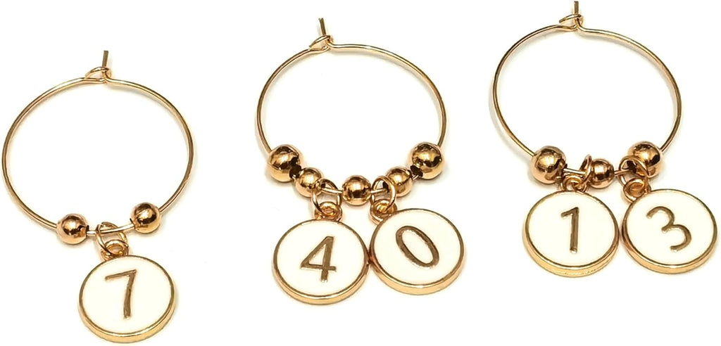 Number Wine Glass Charms - 2 Set of 20pcs Round 0-9 Figures Number Wine Charms for Stem Glasses - Tasting Party Supplies Drink Markers Cup Glass Charm Rings