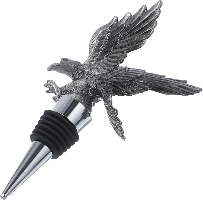 STOBAZA Patriotic Eagle Wine Stopper Retro American Eagle Wine Bottle Stopper Decorative Animal Beverage Bottle Corks for Independence Day Party Silver