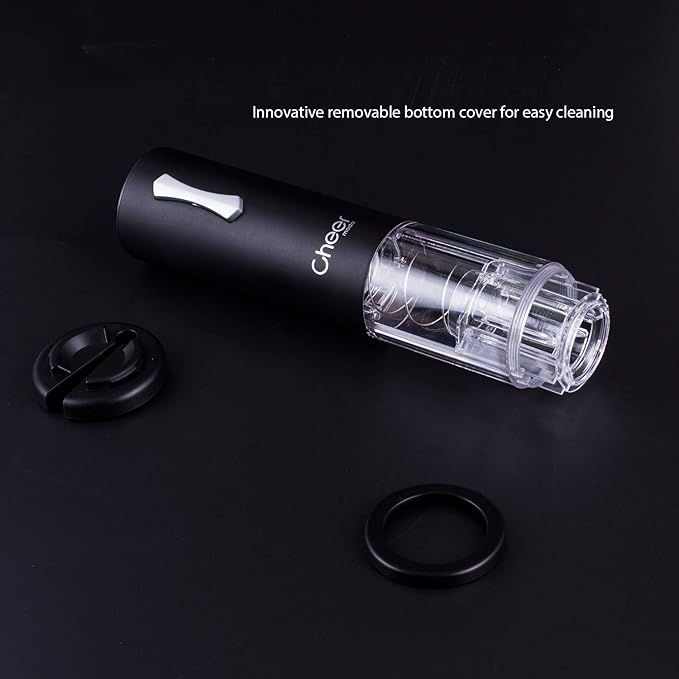 CHEER Electric Wine Opener with USB Rechargeable Lithium Battery with Foil Cut, Carrying Bag (Black) 7717-1795-012