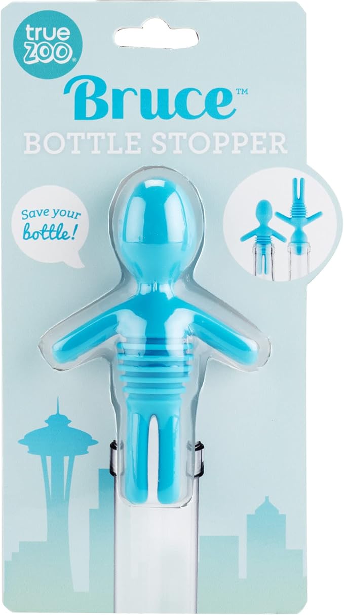 TrueZoo Bruce Bottle Stopper - Novelty Wine Corks - Wine Preserver Barware Accessories Silicone Wine Stopper Set of 1