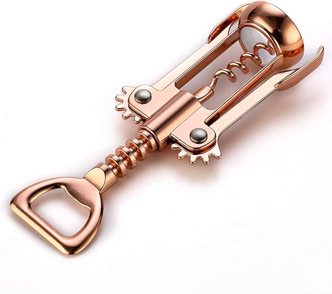 JXS Simple Wing Corkscrew Gold Wine Opener and Beer Opener, Multifunctional Wine Corkscrew Opener
