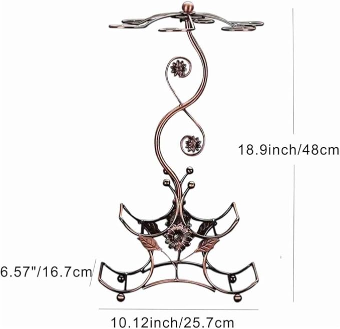 Wine Rack and Wine Glass Holder-Hold 4 Wine Bottles and 6 Glasses-Perfect for Home Kitchen Decor & Kitchen Storage Rack