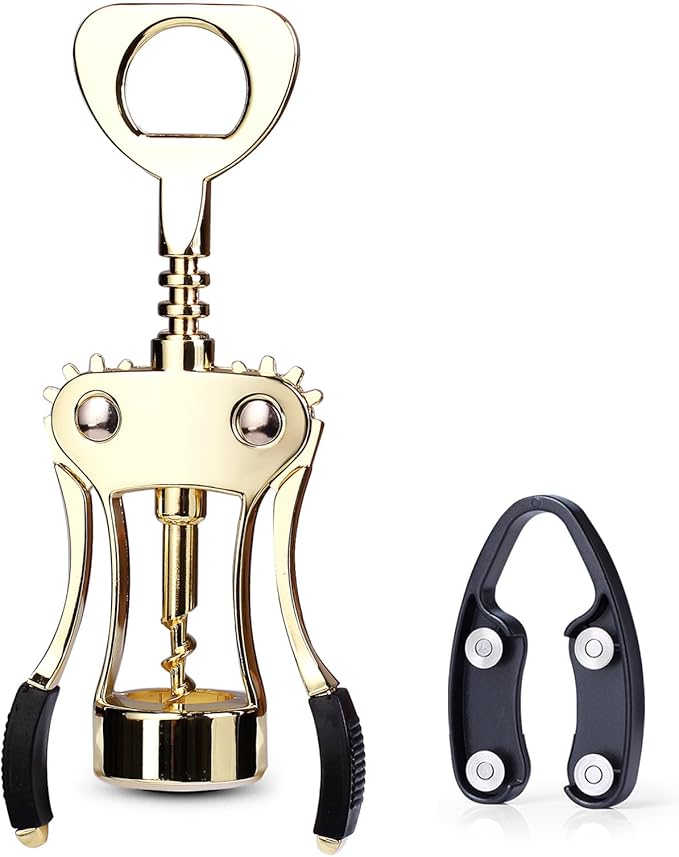 Wine Opener, Zinc Alloy Premium Wing Corkscrew Wine Bottle Opener with Multifunctional Bottles Opener, Upgrade