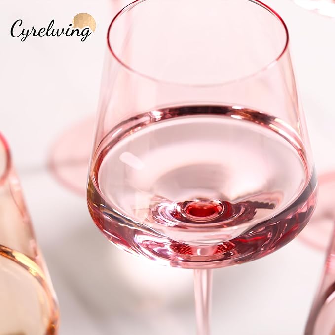 Pink wine glasses set-Pink Colored Wine Glasses Set of 6 -light peach wine glasses Gifts for Women Hand-Blown colored Glasses-Bachelorette, Party, Celebration, Birthday