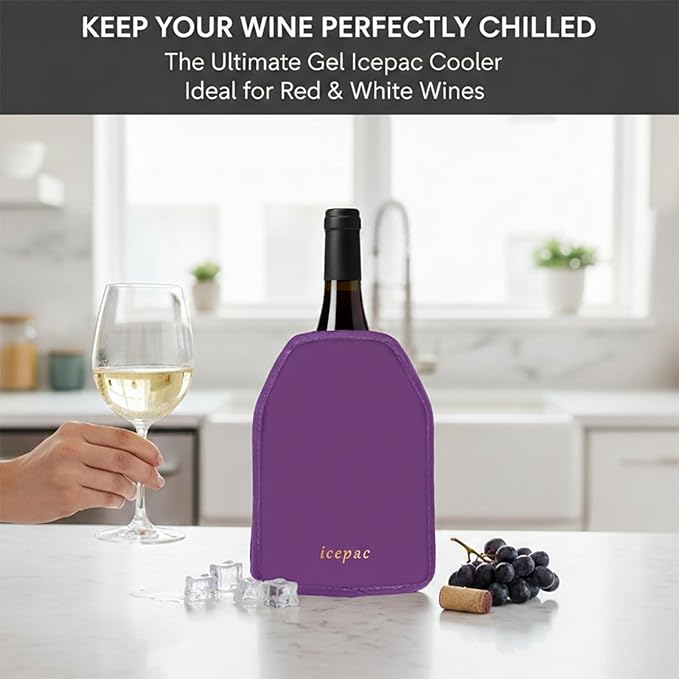 Wine Cooler Sleeve, Wine Bottle Gel Cooler Sleeve Freezer Chiller, Long Lasting Keep Wine Cool and Chill Sleeve for Prosecco Champagne Beer Wine Bottles(1PCS Purple)