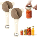 2 Pcs 2026 New 4-in-1 Jar Opener-Adjustable Stainless Steel Lid Remover for Seniors & Arthritis,Non-Slip Grip Fits 1″-3.5″Jars,Bottles & Cans (Brown)