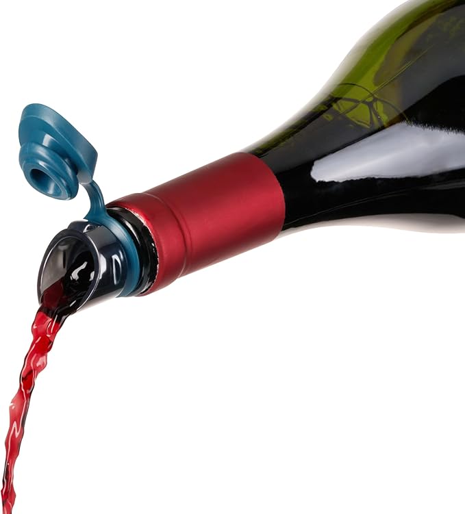 Innovine Wine Aerator Pourer with Built In Stopper, Tilt Design to Enhanced Flavor and Smooth Taste, Easy Pour, No Drip, Perfect for Red & White Wines, Home Bar Accessories, Set of 1, Dark Teal