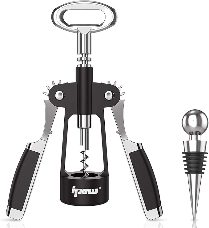 IPOW Wine Opener, Zinc Alloy Wine Bottle Opener, Wing Corkscrew Heavy Duty, Manual Multifunctional Cork Screw for Waiter,