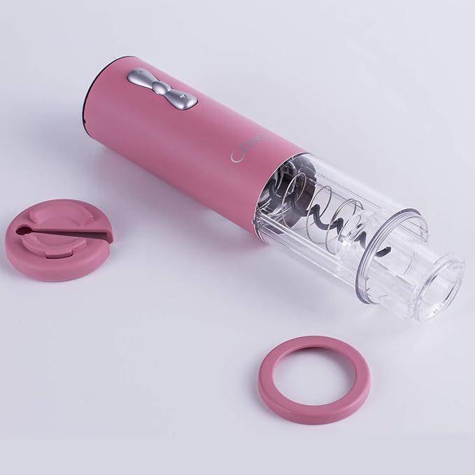 CHEER Electric Wine Opener with USB Rechargeable Lithium Battery with Foil Cut, Carrying Bag (Pink)