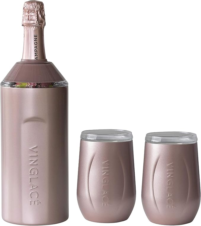 Personalized Vinglacé Wine & Champagne Bottle Chiller - A Unique Customized Gift for Wine Lovers (Rose Gold)