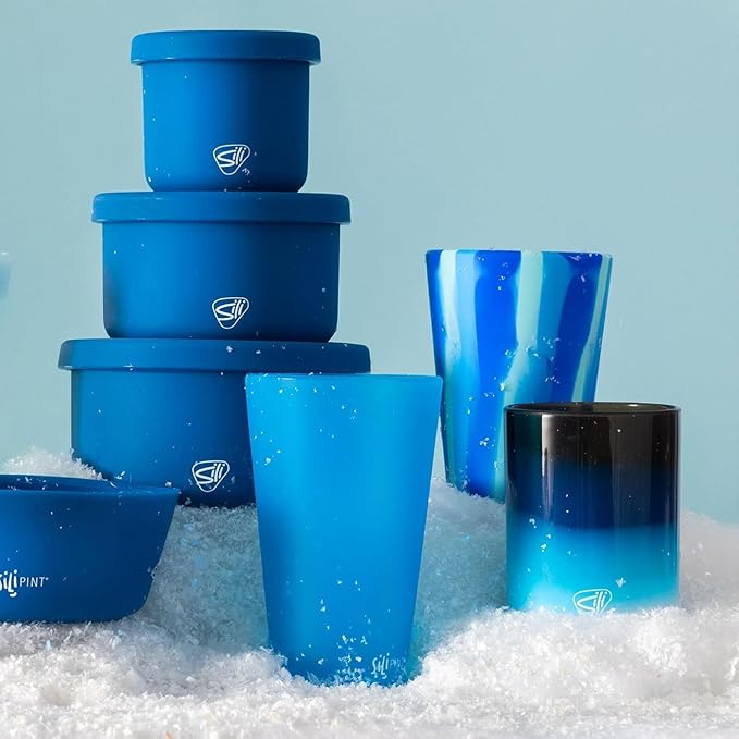 Silipint 1.5oz Silicone Shot Glasses with Handle – 4 Pack Unbreakable, BPA-Free, Non-Toxic, Dishwasher & Freezer Safe Shot Cups – Arctic Sky Glasses