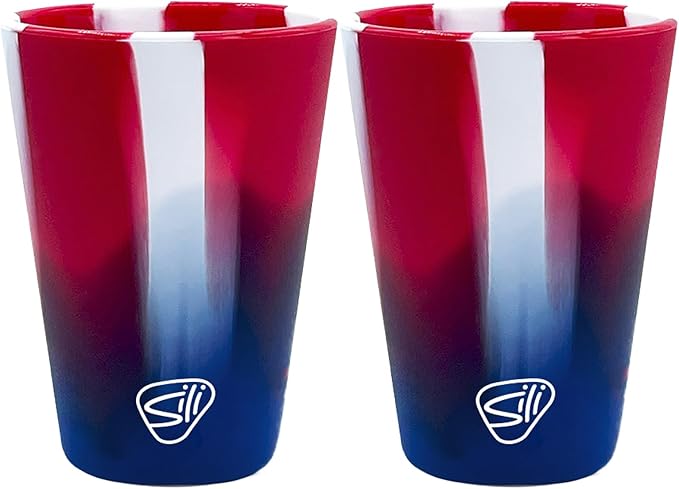 Silipint 1.5oz Silicone Shot Glasses – Pack of 2 Unbreakable, BPA-Free, Non-Toxic, Dishwasher & Freezer Safe Cups – Colored Shot Glasses for Cold Beverages, Cocktails, Travel, Party (Stars & Stripes)
