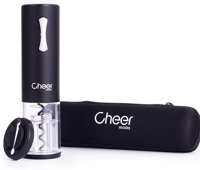 CHEER Electric Wine Opener with USB Rechargeable Lithium Battery with Foil Cut, Carrying Bag (Black) 7717-1795-012