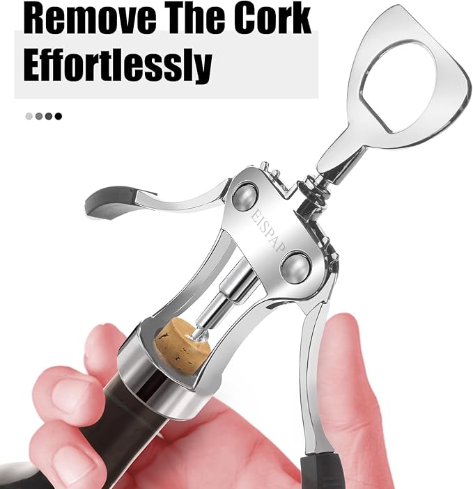 2 Pcs Powerful Wine Opener, Ergonomic Soft Touch Heavy Duty Manual Bottle Openers, Rust Resistant Zinc Alloy Winged Corkscrew, Easy Use, Open Corks, Dishwasher Safe (Wine Opener, set of, 2)