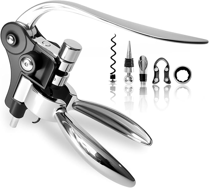 DEMARRE Rabbit Wine Opener,Corkscrew Wine Opener Set Including Foil Cutter, Wine Stopper & Pourer, Drip Ring, Stainless Steel Wine Bottle Opener Kit for Bar, Home, Wedding, Birthday, Holiday Gift