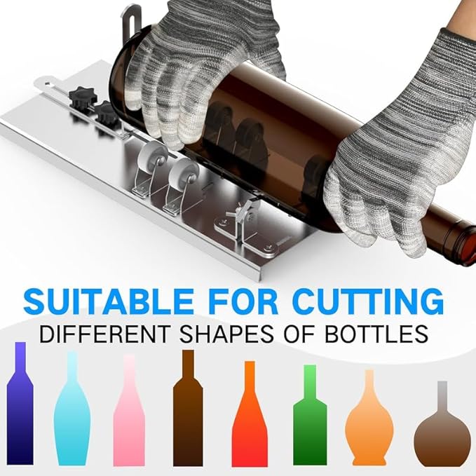 Glass Bottle Cutter & Bottle Cutter, Upgraded Glass Cutter for Bottles with Glass Cutting Oil, Glass Cutting Kit for Wine, Beer, Liquor, Whiskey, Alcohol, Champagne, Bottle Cutter for Round Bottles