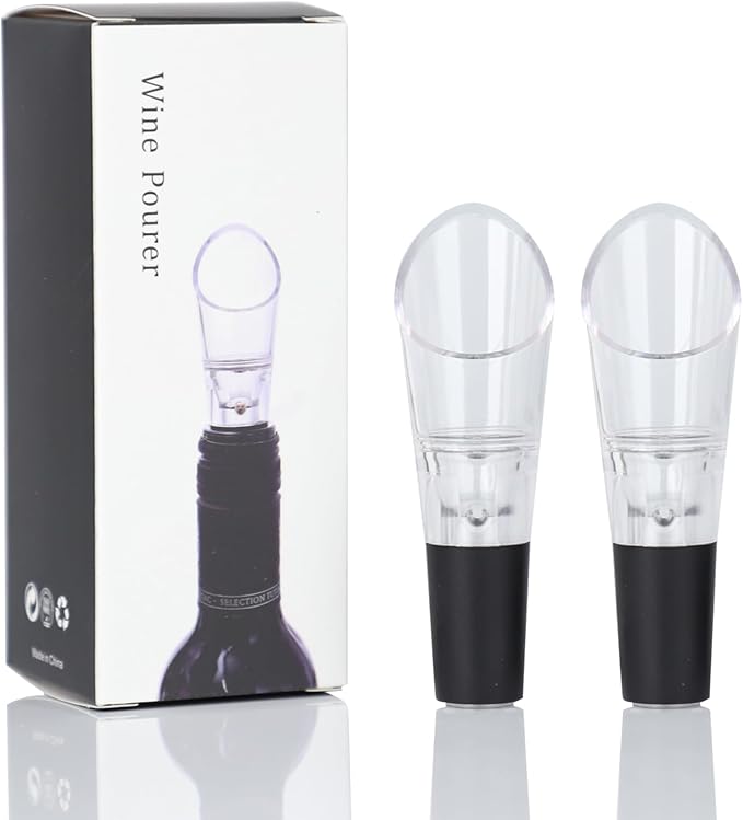 Wine Aerator Pourer | Premium Aerating Spout and Decanter Set - Improve Taste and Smell Immediately,Perfect Wine Gift(2PCS)- Black