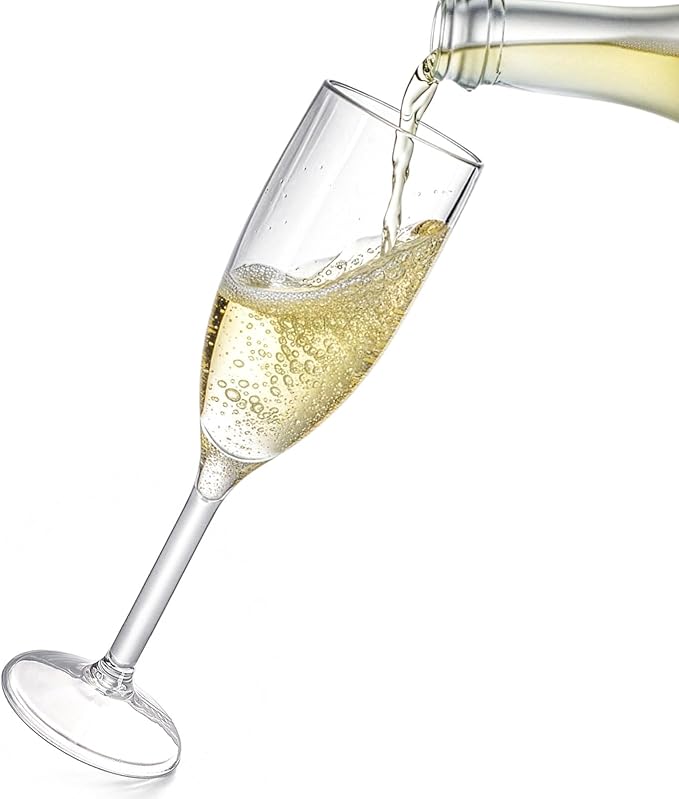 Elsjoy 12 Pack 5 oz Plastic Champagne Flutes, Reusable Champagne Glasses Unbreakable Champagne Toasting Flutes for Wedding, Party
