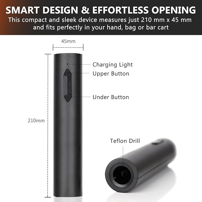 Rechargeable Electric Wine Bottle Opener - NUCOKRS One-click Button Corkscrew Remover Easy to Use for Wine Lovers Home Kitchen Party Wedding