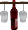 SlidingSusan Wine & Glass Holder - Countertop or Shelf Storage Rack for 2 Glasses & Bottle, Decorative Holiday or Housewarming Gift, Solid Walnut, 10 Inch x 3.5 Inch
