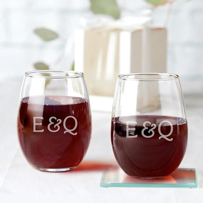 HomeWetBar Personalized Stemless Wine Glass - Engraved Wine Glass for Red and White Wines