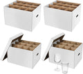 Feifeiya 4 Pack Wine Glass Moving Boxes Kitchen Moving Boxes with Handle Kitchen Kit with Lid for Dish Glassware(White,15 x 12 x 10 Inches)