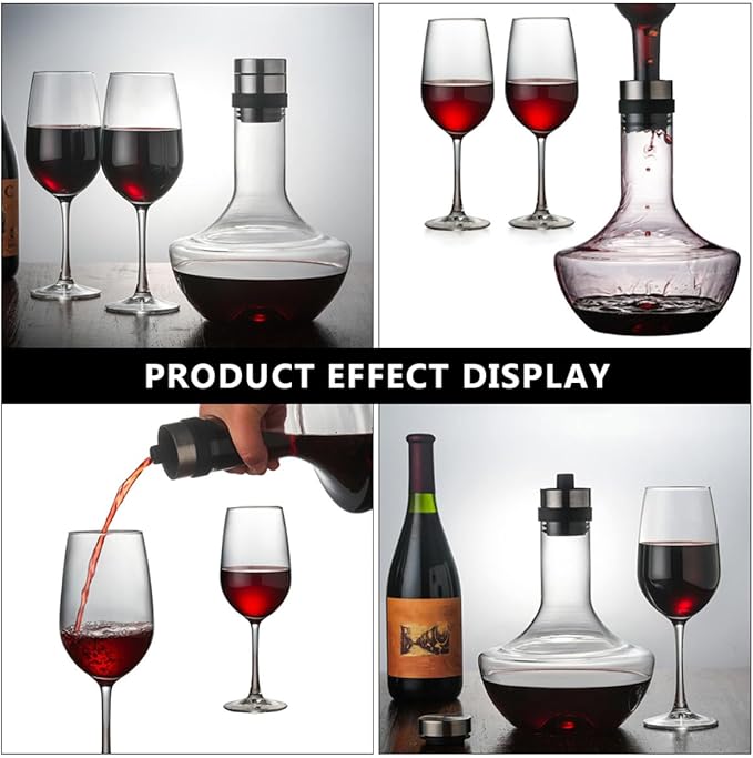 GARVALON Handblown 1000ml Glass Wine Decanter Large Handheld Fast Aerator for Red Wine and Brandy Suitable for Home Bar and Dining