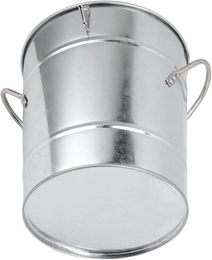 Round Ice Bucket with Ice Shovel, Bar Ice Tub Beer Chiller Bin, Double Wall Galvanized Sheet and Plastic Wine Storage Tub with Handle and Lid for Home Bar Party Use (Original Color)