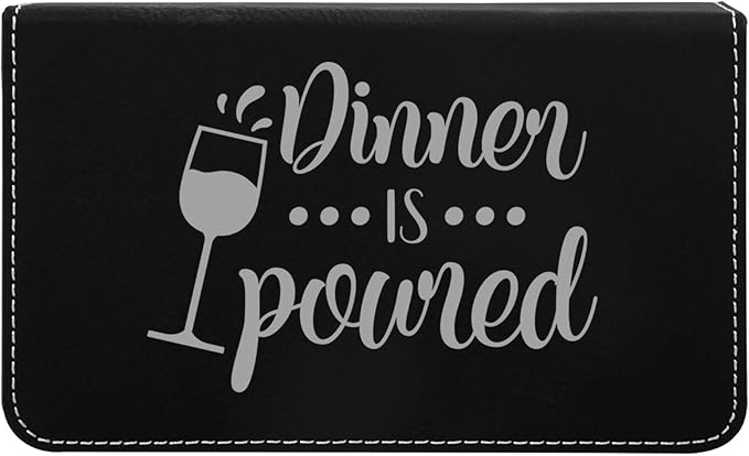 Leatherette 2-Piece Wine Tool Set - Dinner is Poured (Black w/Silver)