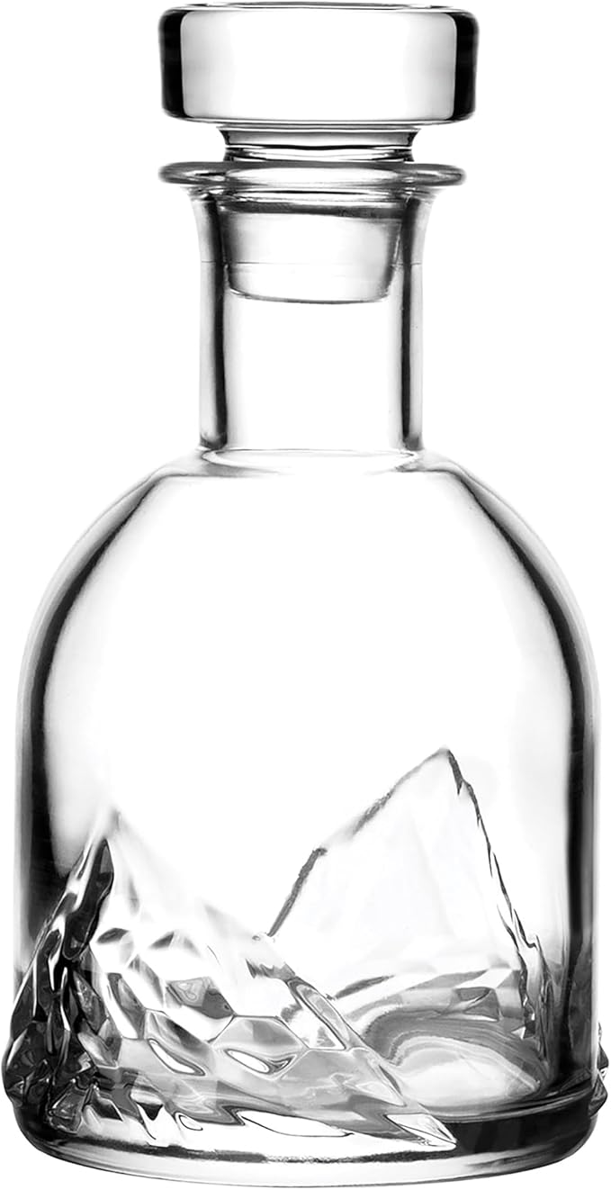 LIITON Everest Mountain Whiskey Decanter Set – 34oz Mountain Crystal Glass Decanter with 4 Old Fashioned Glasses – Premium Gift for Men – Bourbon, Scotch, and Liquor Lovers