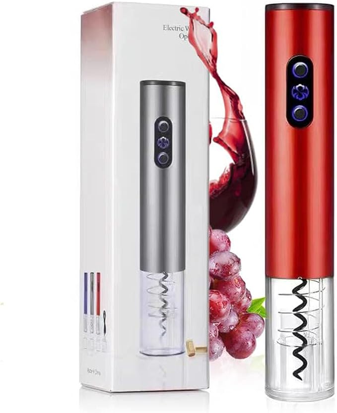 Electric Wine Opener, Battery Operated Wine Bottle Openers One-click Button Reusable Automatic Wine Corkscrew Remover for Wine Lovers Gift Home Kitchen Party Bar Wedding,Red