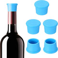 PATIKIL Silicone Wine Stoppers, 6 Pcs Reusable Bottle Cover Wine Corks Bottle Caps Wine Saver Seal Keep Fresh for Beer Beverage Drink, Blue