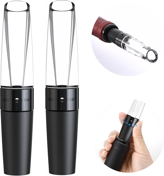 [2 PACK] Wine Aerator Pourer Wine Decanter Aerating Spout Wine Breather, Switch ON/OFF Instantly Aerating No Drip No Splash Enhance Bouquet Rich Bubbles for Red & White Wines, Aérateur de Vin