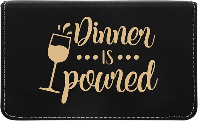Leatherette 2-Piece Wine Tool Set - Dinner is Poured (Black w/Gold)