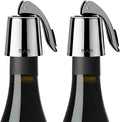 OWO Stainless Steel Wine Bottle Stopper, Reusable Wine Saver with Silicone Seal, Decorative Bottle Sealer, Keeps Fresh (Metal Black, 2 Pack)
