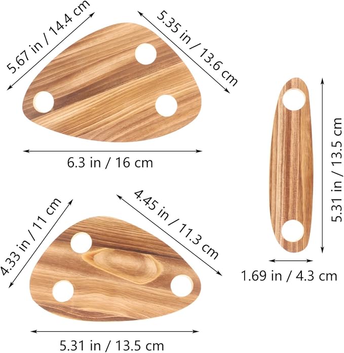 Amosfun Wine Bottle Topper Serving Tray Set of 3 Floating Wooden Cheese Boards 11.81X7.87X0.31In Lightweight Picnic Party Wedding Snack Platters