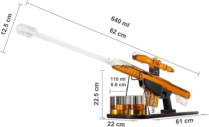 The Wine Savant Extra Large 27" Sniper Decanter, Gifts for Men Dad, Whiskey Decanter Set - Sniper Scope Glass Gun AR Limited Edition, Silencer Stopper - 22oz & 5oz Glasses - Birthday Gift