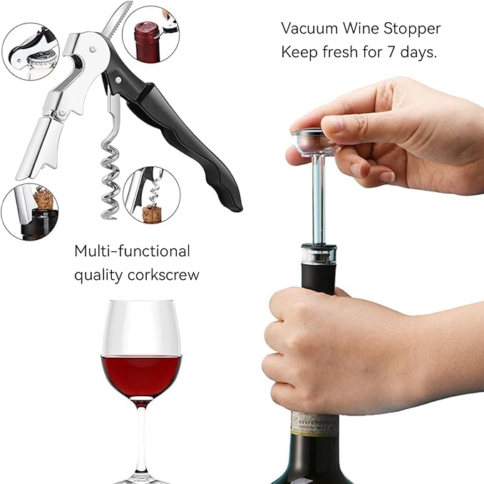 AIKARO - Electric Wine Aerator Pourer Rechargeable Automatic Decanter, with Corkscrew and Vacuum Stopper (Set)