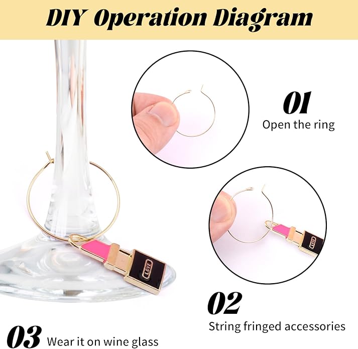 Oubaka 34 Sets Wine Glass Charms Wine Charms for Stem Glasses Wines Glass Markers Charm Identifier Drink Markers Wines Glasses Tags for Christmas Birthday Tasting Party Favors Decorations