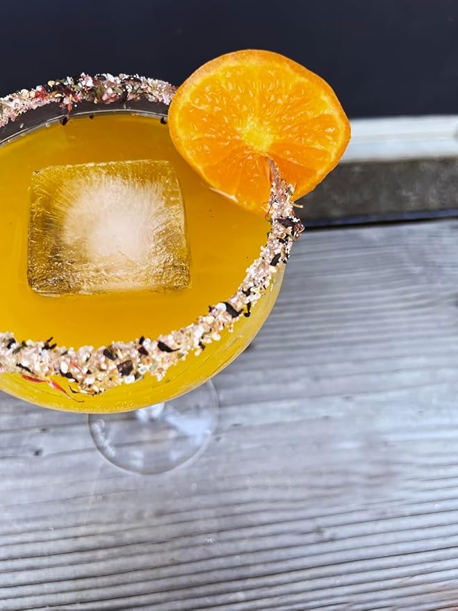 Garden Glow Cocktail Rimmer – Citrus & Botanical Drink Garnish with Hibiscus, Rose, Orange & Mint – Perfect for Margaritas, Mojitos, Palomas, Cocktails, Mocktails, Teas & More