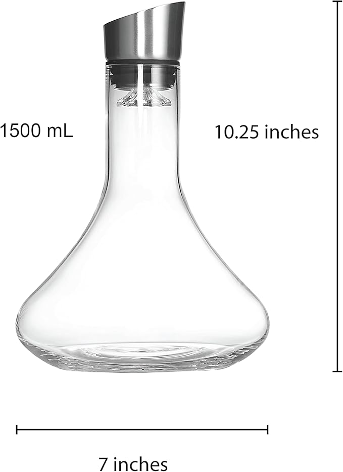 LEMONSODA Glass Wine Decanter Complete With Aerator Pourer, Filter, and Cleaning Kit - Crystal Clear Glassware, Lead-free, Great Gift For Wine lovers - 1500 mL