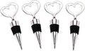 4 Pcs Silver Stainless Steel Love Design Wine Bottle Stoppers, Heart Shape Wine and Beverage Bottle Stoppers for Guests