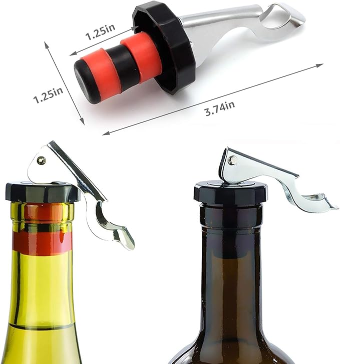 6 Pcs Wine Stoppers, Food-safe Silicone Vacuum Bottle Stoppers, Expanding Manual Beverage Stopper, Reusable Wine Bottle Corks for champagne, beer, whiskey, soda, beverage, water (Red / Yellow / Black)