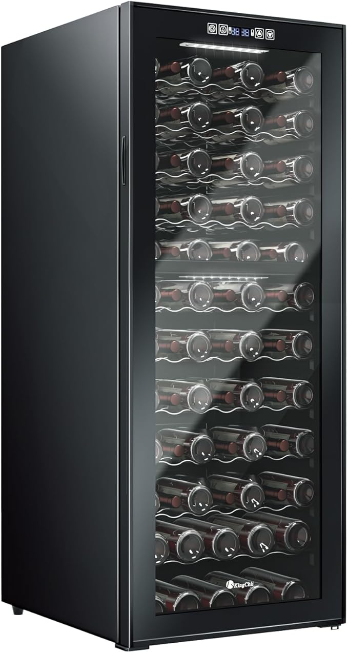 KingChii 80 Bottle Wine Cooler Refrigerator - Dual Zone Wine Fridge with Intelligent Digital Control, Low Noise Operation, Freestanding Wine Refrigerator for Home and Kitchen