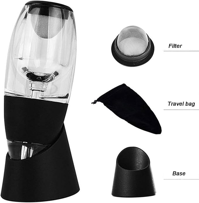 D&Slifei Wine Aerator Pourer with LED Light and Stainless Steel Filter, Unique Aeration Device, Quickly Enhances Wine Flavors for a Smoother Finish, Ideal Gift for Wine Lovers