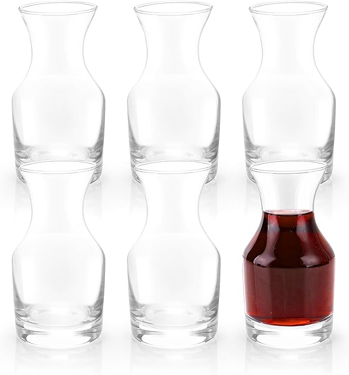 Set of 6 Cornucopia Individual Wine Carafes | Small Single-Serving Personal Mini Size Wine Decanters - 7.7oz