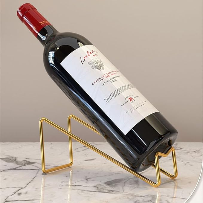 4Pcs Simple Tabletop Wine Display Rack - Wine Bottle Holder, Gift for Kitchen Home Decoration (Golden)