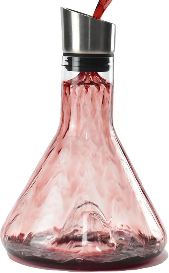 60oz Wine Decanter, Hand-Blown Lead-Free Crystal Wine Aerator, Built-in Stainless Steel Filter for Wine (60OZ)