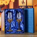 Simcat Handmade Painted Enamel Flower Glass Wine Glasses Transparent Refined Goblet, Stem For Cabernet, Gifts (gold double gift box)