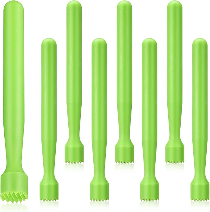 Baderke 8 Pcs Muddler for Cocktails Plastic Bar Muddler Bulk 8 Inch Bar Accessories Tools Set for Home Ice Crusher Bartender Accessories Mojito Fruit Drink (Classic,Lime Green)